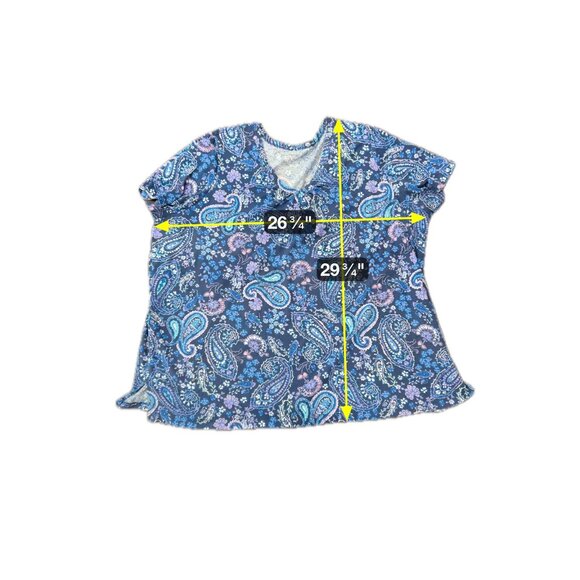 Woman Within Womens Plus Size Paisley Print Short Sleeve V Neck Tunic Top Sz 3X - Picture 7 of 10